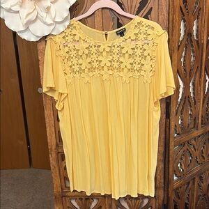 Torrid Yellow Floral Lace Blouse